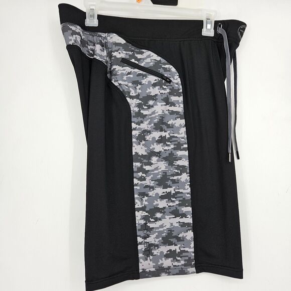 Hylete Shorts Mens Large Black Digital Camo Above Knee Athletic Elastic Waist - Picture 9 of 12